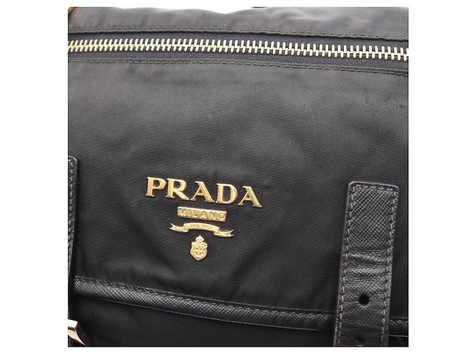 Saffiano Prada Logo Schultertasche Schwarz - vista 9