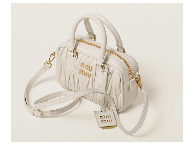 Miu Miu Borsa a Tracolla Matelassé in Pelle Bianca Bianco - vista 2