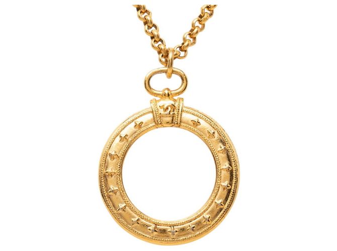 Pendente Lente d'Ingrandimento Chanel Vintage Coco Mark con Collana a Catena D'oro - vista 2