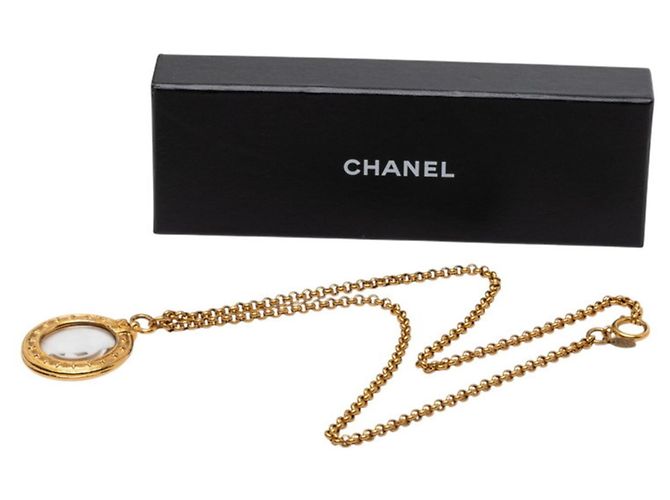 Pendente Lente d'Ingrandimento Chanel Vintage Coco Mark con Collana a Catena D'oro - vista 6