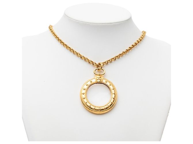 Pendente Lente d'Ingrandimento Chanel Vintage Coco Mark con Collana a Catena D'oro - vista 7