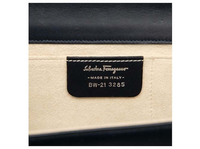 Borsa a tracolla con catena Salvatore Ferragamo in pelle blu navy - vista 5