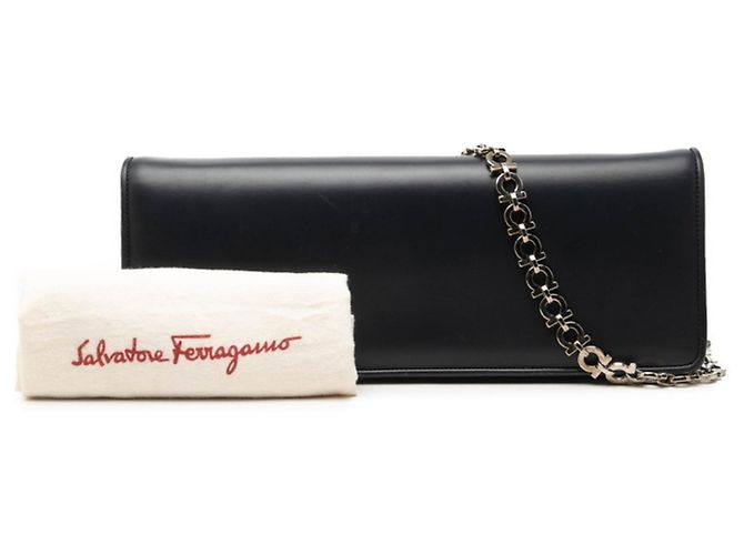 Borsa a tracolla con catena Salvatore Ferragamo in pelle blu navy - vista 6