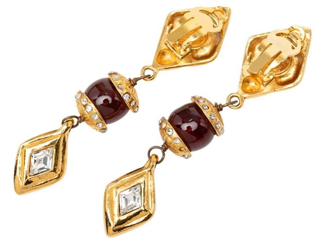 Orecchini a clip Chanel Bordeaux e Oro D'oro Bordò - vista 2