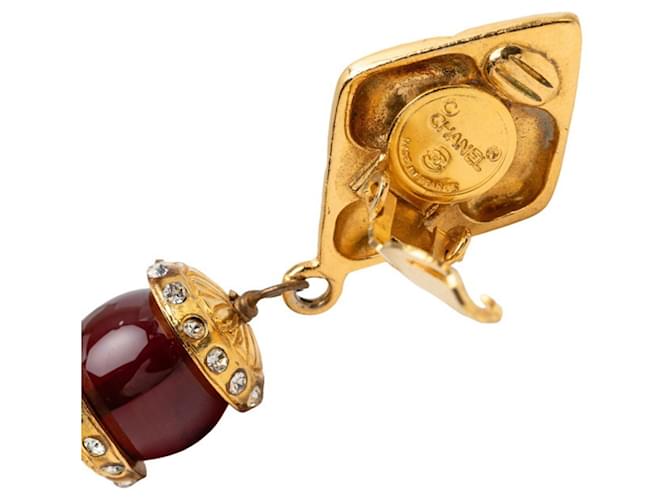 Orecchini a clip Chanel Bordeaux e Oro D'oro Bordò - vista 3