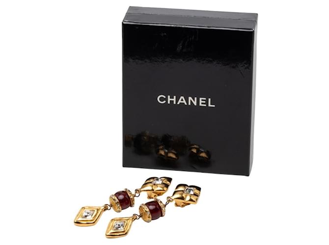 Orecchini a clip Chanel Bordeaux e Oro D'oro Bordò - vista 4