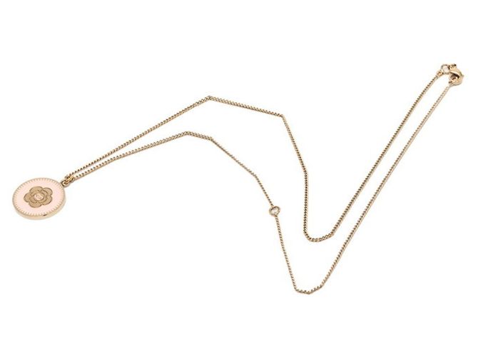 Collana Chanel Vintage Camellia Coco Mark Rosa D'oro - vista 4
