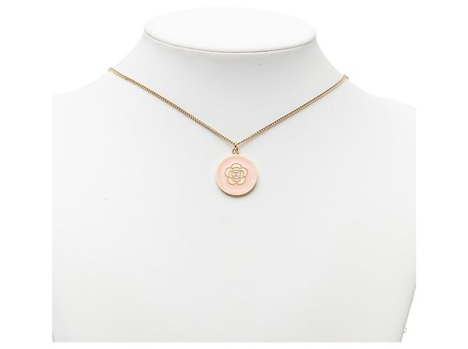 Collana Chanel Vintage Camellia Coco Mark Rosa D'oro - vista 5
