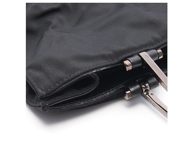 Borsa Tote Gucci in pelle nera e nylon Nero - vista 5