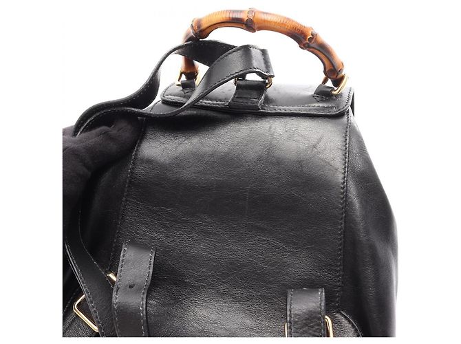 Zaino/Borsa Gucci Bamboo in pelle nera Nero - vista 14