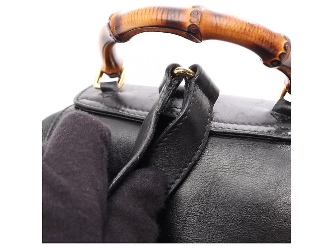 Zaino/Borsa Gucci Bamboo in pelle nera Nero - vista 15