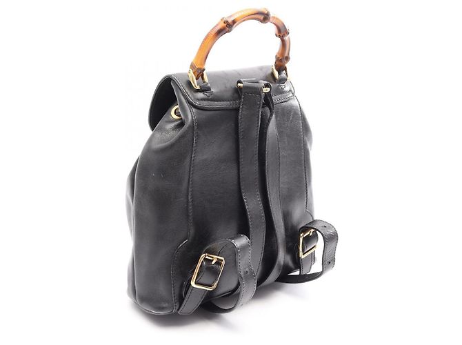 Zaino/Borsa Gucci Bamboo in pelle nera Nero - vista 2