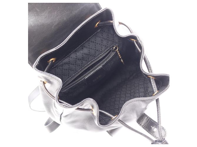 Zaino/Borsa Gucci Bamboo in pelle nera Nero - vista 3
