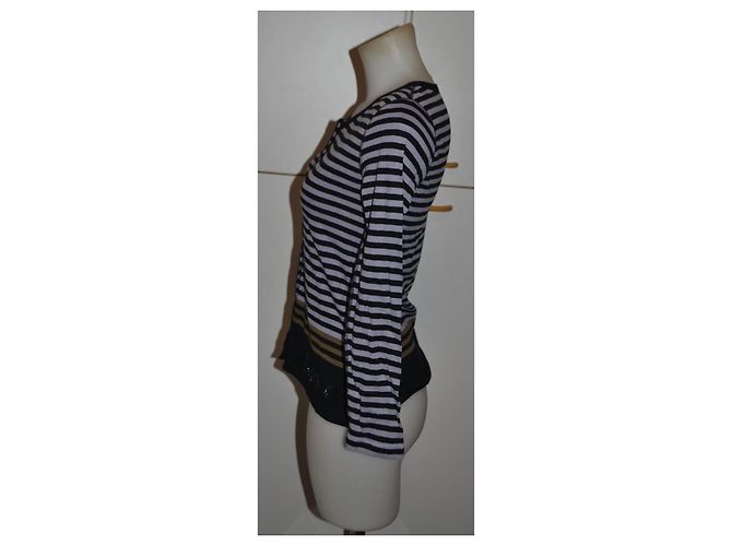 Sonia Rykiel Cardigan mit Streifen Schwarz Grau - Ansicht 2