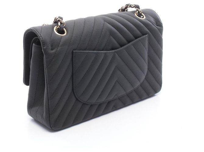 Borsa a Spalla Chanel Chevron V-stitch Double Flap Nero - vista 2