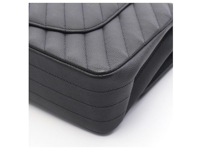 Borsa a Spalla Chanel Chevron V-stitch Double Flap Nero - vista 7