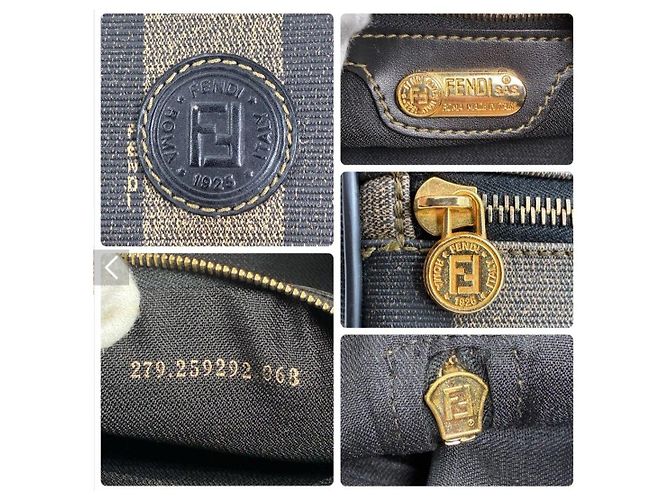 Fendi Pequin Canvas Rucksack Braun Khaki - Ansicht 10