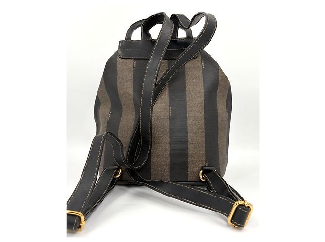 Fendi Pequin Canvas Rucksack Braun Khaki - Ansicht 3