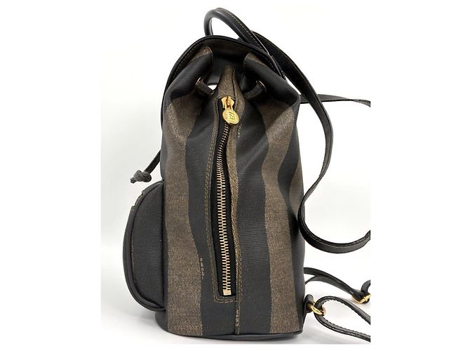 Fendi Pequin Canvas Rucksack Braun Khaki - Ansicht 4