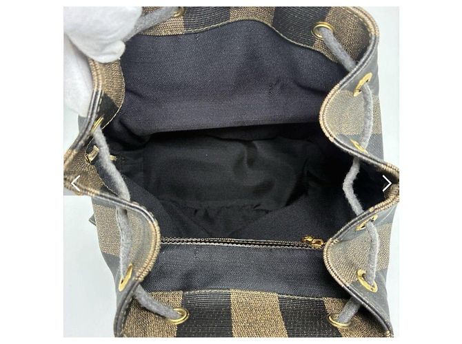Fendi Pequin Canvas Rucksack Braun Khaki - Ansicht 9