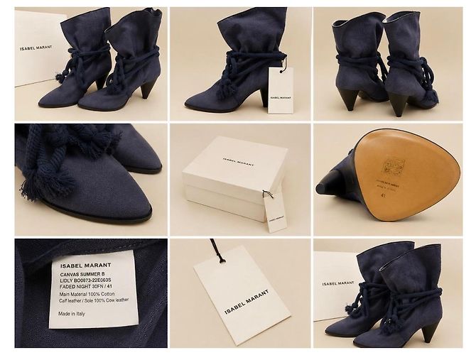 Isabel Marant Navy Blau Wildleder Stiefeletten mit Seildetails - Ansicht 4