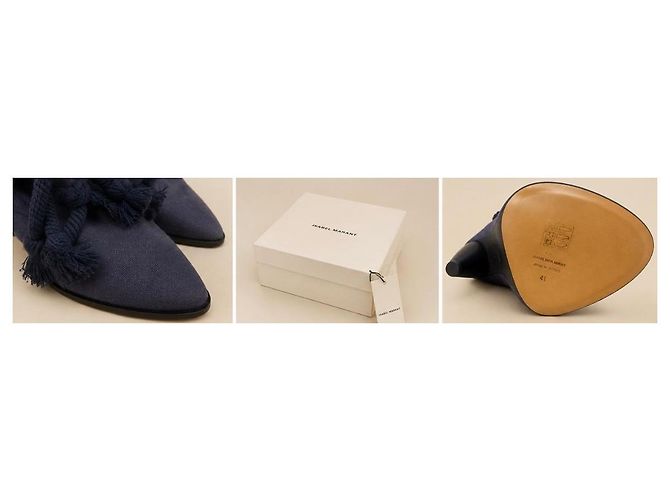 Isabel Marant Navy Blau Wildleder Stiefeletten mit Seildetails - Ansicht 5