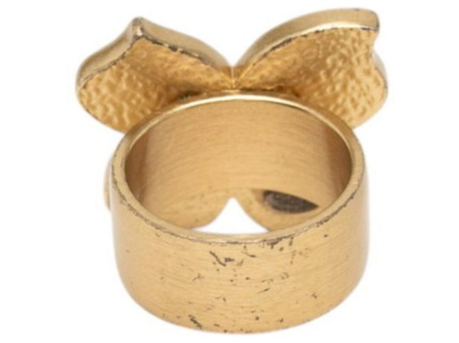 Chanel Coco Mark Flower Motif Ring Schwarz Golden - Ansicht 3