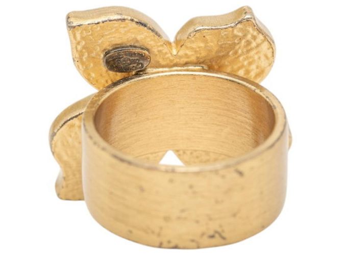 Chanel Coco Mark Flower Motif Ring Schwarz Golden - Ansicht 4