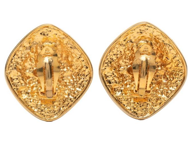 Chanel Coco Mark Diamant Motiv Clip-Ohrringe Golden - Ansicht 2