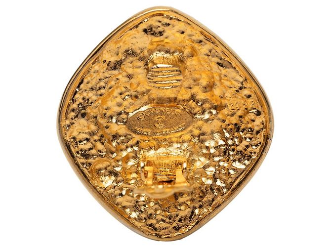 Chanel Coco Mark Diamant Motiv Clip-Ohrringe Golden - Ansicht 3