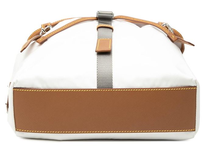 Borsa a tracolla in Tessuto con placca logo Triangle Prada Bianco - vista 3