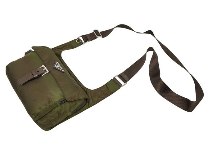 Prada Crossbody Shoulder Bag mit Triangle Logo-Plakette Grün Khaki - Ansicht 7