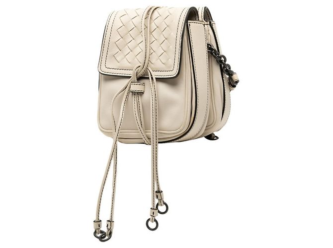 Borsa a Spalla Bottega Veneta Intrecciato Bianco Crudo - vista 2
