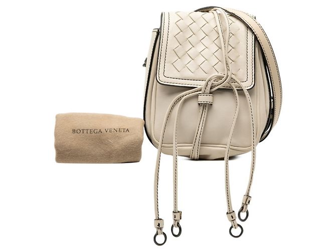 Borsa a Spalla Bottega Veneta Intrecciato Bianco Crudo - vista 7