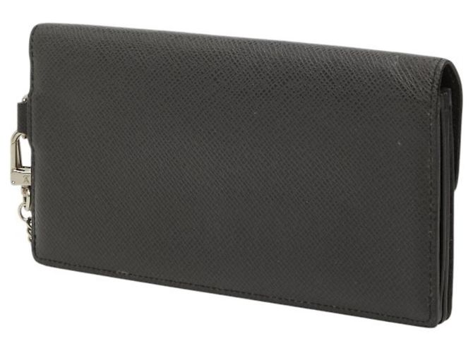 Louis Vuitton Taiga Carteira Longa Sanfonada Preto Cinza - vista 2