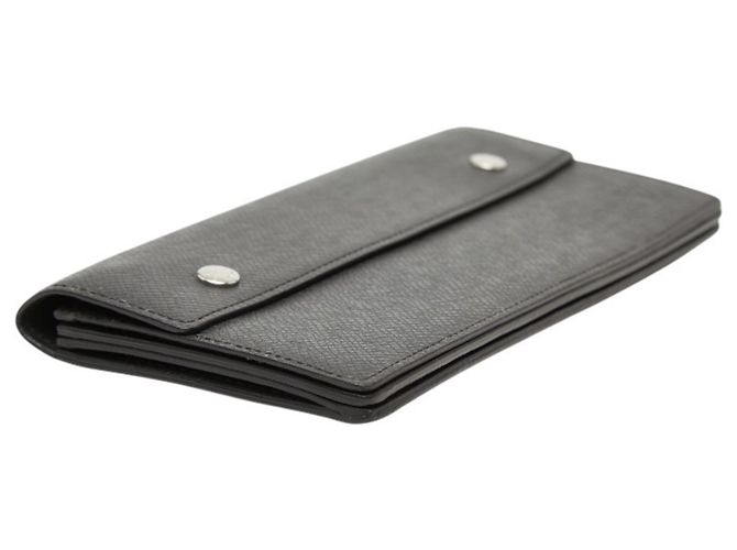 Louis Vuitton Taiga Carteira Longa Sanfonada Preto Cinza - vista 5