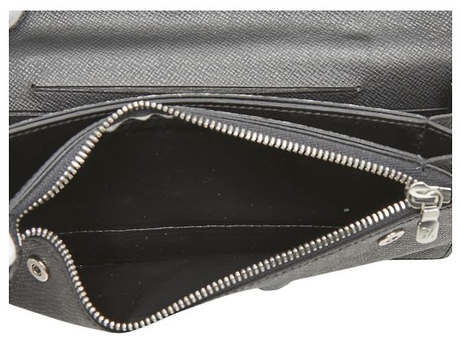 Louis Vuitton Taiga Carteira Longa Sanfonada Preto Cinza - vista 8