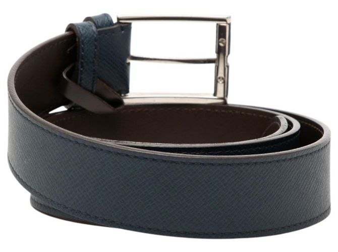 Cintura da uomo in pelle blu navy e marrone Louis Vuitton - vista 3