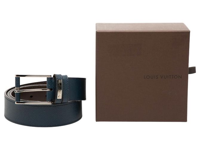 Cintura da uomo in pelle blu navy e marrone Louis Vuitton - vista 7