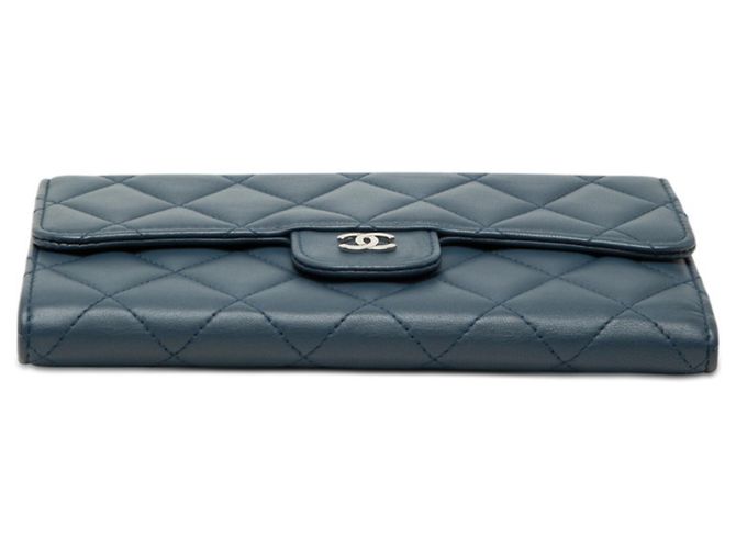 Chanel Matelassé Coco Mark Long Wallet Marineblau - Ansicht 3