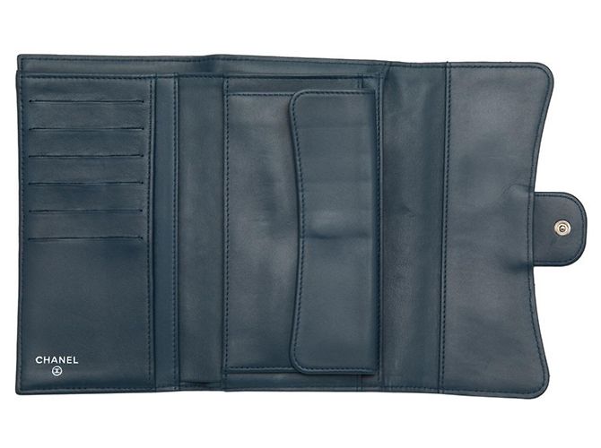 Chanel Matelassé Coco Mark Long Wallet Marineblau - Ansicht 4