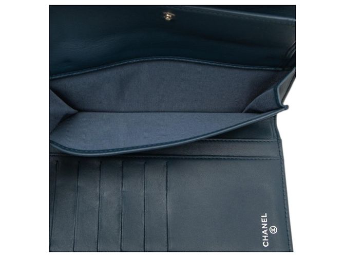 Chanel Matelassé Coco Mark Long Wallet Marineblau - Ansicht 5