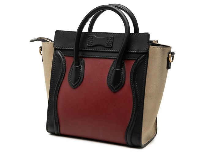 Céline Borsa Celine Luggage Nano Shopper Nero Rosso Beige - vista 2