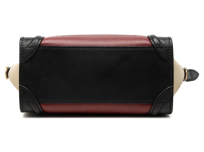 Céline Borsa Celine Luggage Nano Shopper Nero Rosso Beige - vista 3