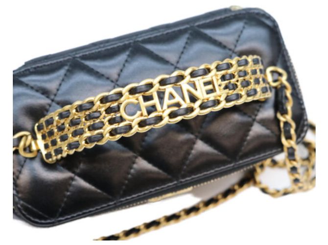 Vanity Borsa a tracolla e beauty case in pelle di agnello nera Chanel Nero - vista 11