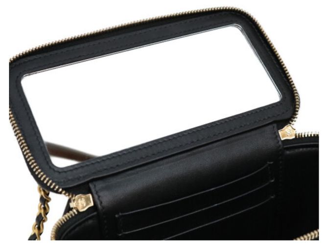 Vanity Borsa a tracolla e beauty case in pelle di agnello nera Chanel Nero - vista 12