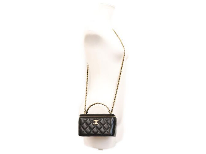 Vanity Borsa a tracolla e beauty case in pelle di agnello nera Chanel Nero - vista 14