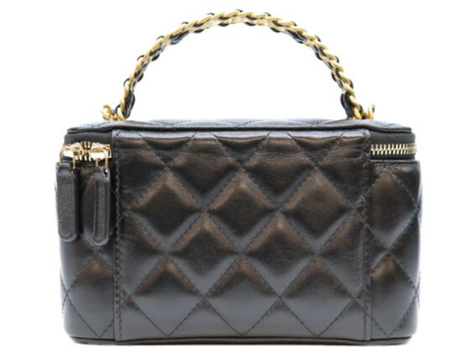 Vanity Borsa a tracolla e beauty case in pelle di agnello nera Chanel Nero - vista 4