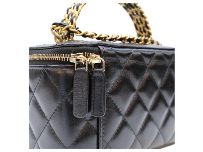 Vanity Borsa a tracolla e beauty case in pelle di agnello nera Chanel Nero - vista 9