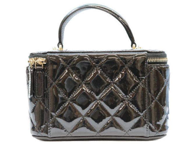 Borsa Vanity Chanel in vernice nera con manico superiore Nero - vista 3